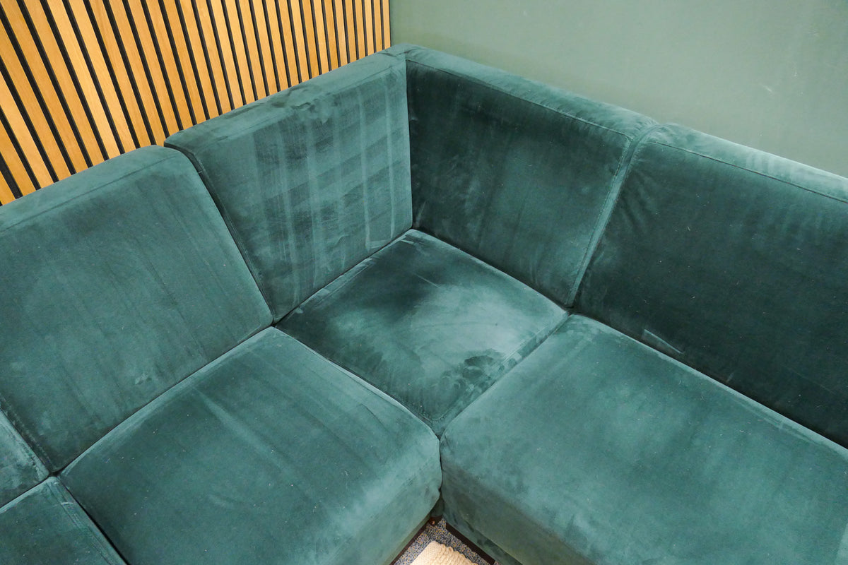 Refurbished Kleine Hoekbank Velvet Donkergroen