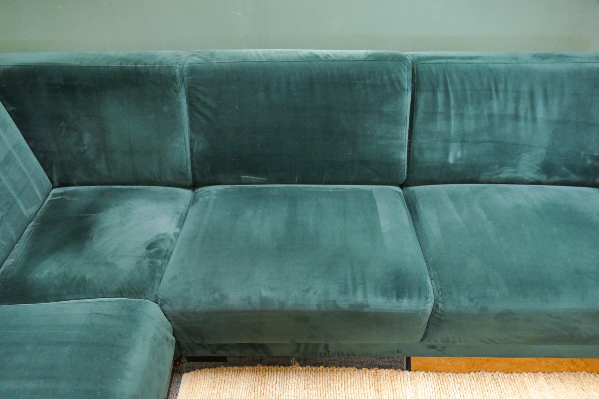 Refurbished Kleine Hoekbank Velvet Donkergroen