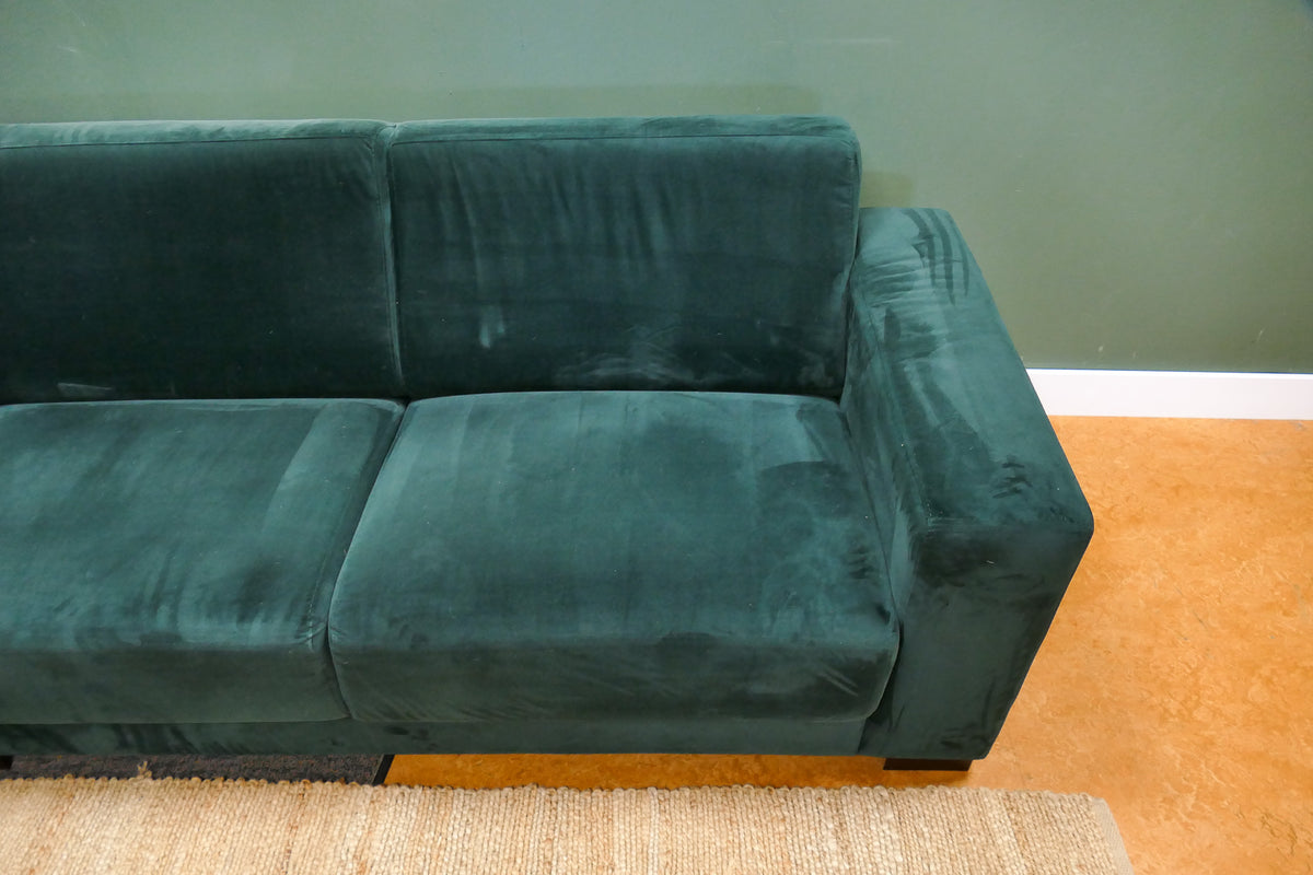 Refurbished Kleine Hoekbank Velvet Donkergroen