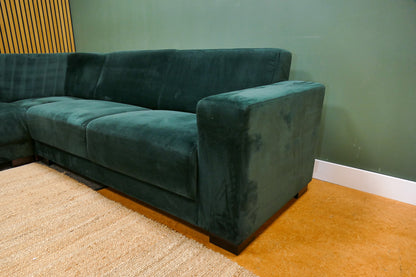Refurbished Kleine Hoekbank Velvet Donkergroen