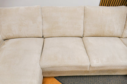 Refurbished Grote U Bank Ribstof Beige