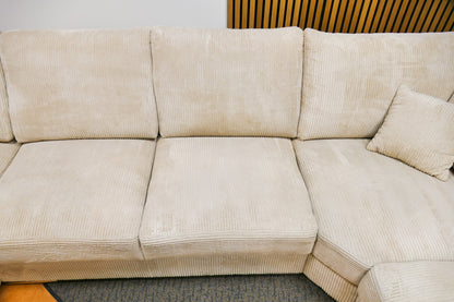 Refurbished Grote U Bank Ribstof Beige