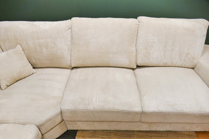 Refurbished Grote U Bank Ribstof Beige