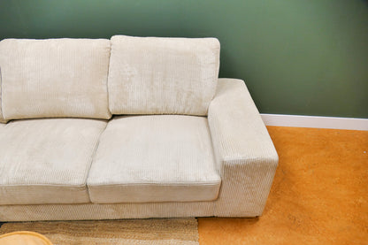 Refurbished Grote U Bank Ribstof Beige