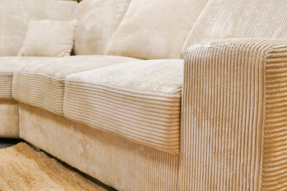 Refurbished Grote U Bank Ribstof Beige