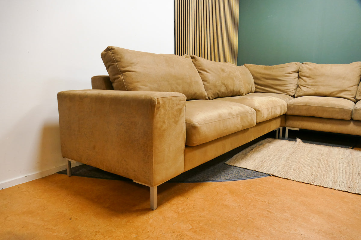 Refurbished Grote U bank Microvezel Camel bruin