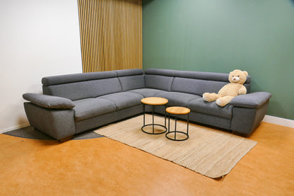 Refurbished Hoekbank Antraciet Verstelbare Hoofdsteunen
