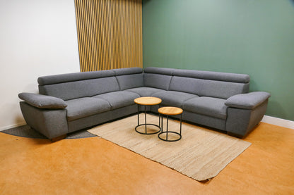 Refurbished Hoekbank Antraciet Verstelbare Hoofdsteunen