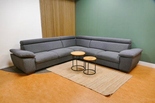 Refurbished Hoekbank Antraciet Verstelbare Hoofdsteunen