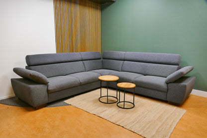 Refurbished Hoekbank Antraciet Verstelbare Hoofdsteunen