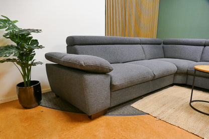 Refurbished Hoekbank Antraciet Verstelbare Hoofdsteunen
