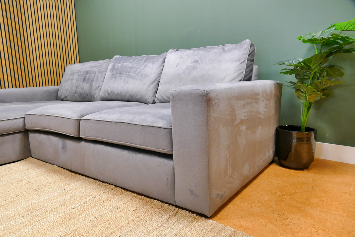 Refurbished Chaise Longue Velvet Lichtgrijs