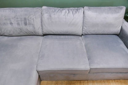 Refurbished Chaise Longue Velvet Lichtgrijs