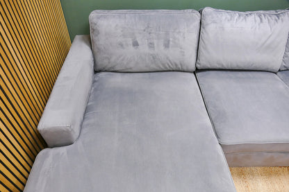 Refurbished Chaise Longue Velvet Lichtgrijs