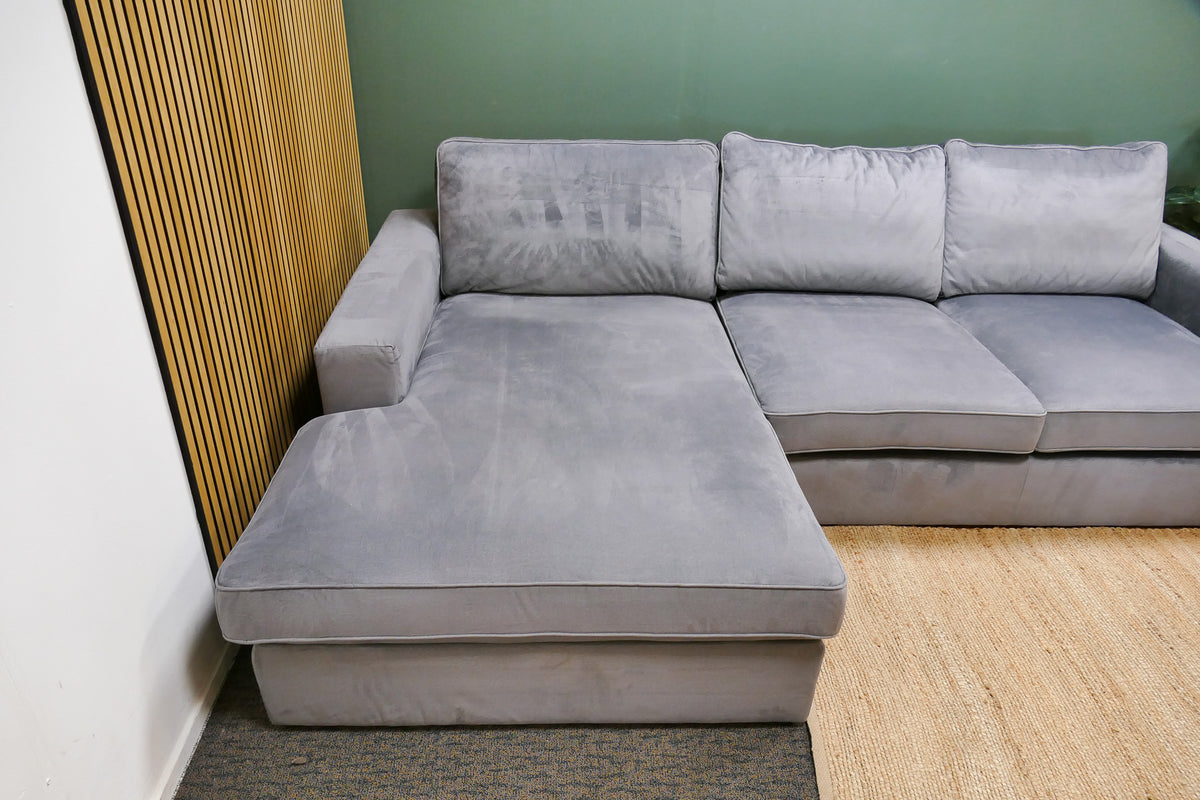 Refurbished Chaise Longue Velvet Lichtgrijs