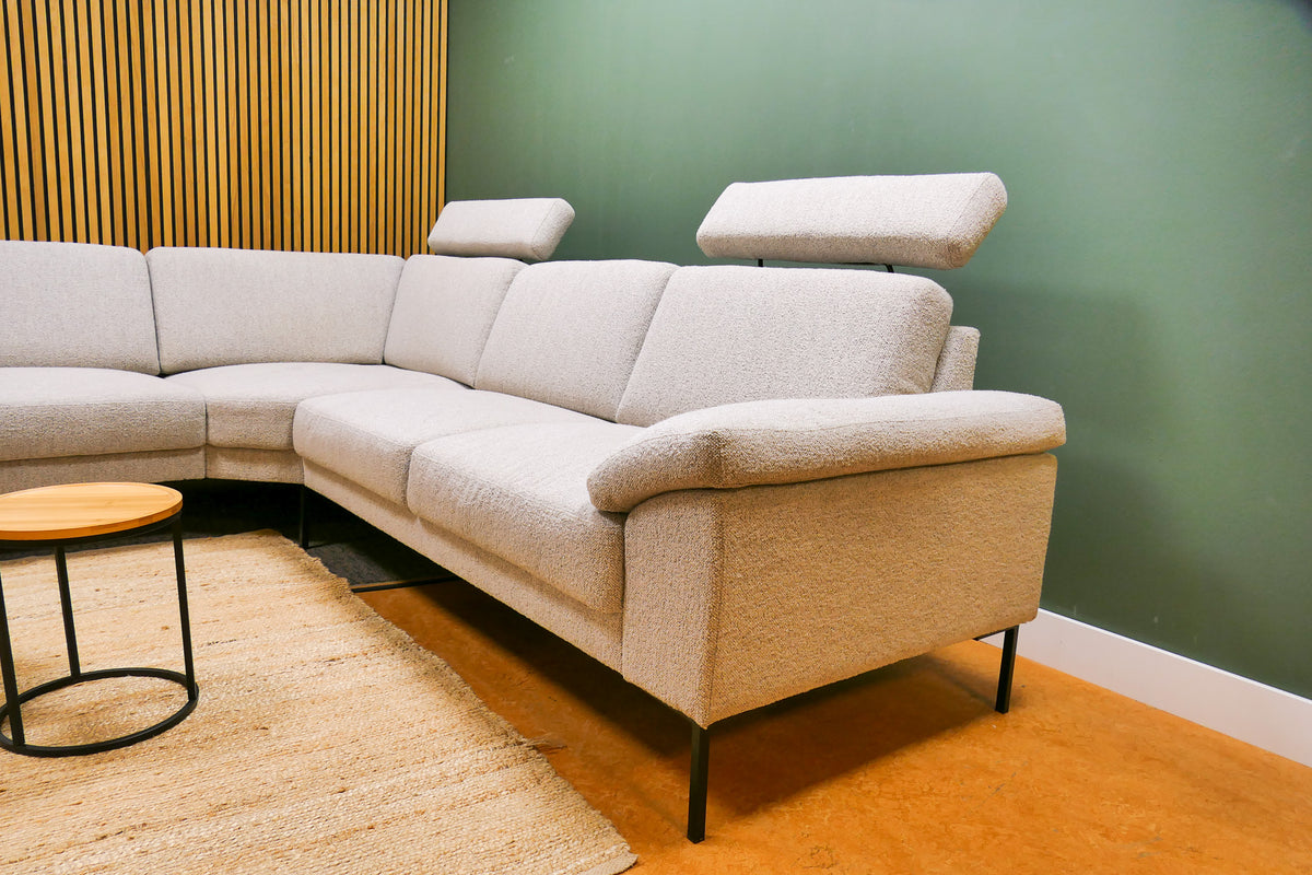 Refurbished Hoekbank Grijs Bouclé