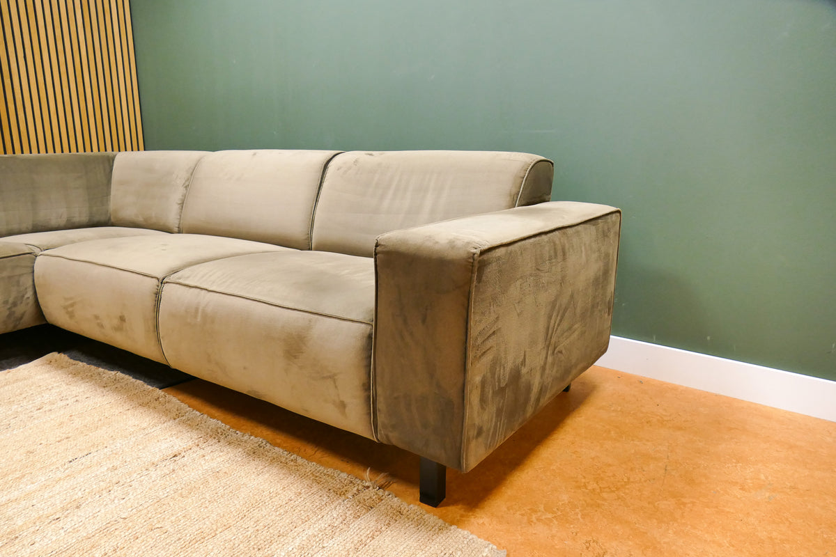 Refurbished Hoekbank Bruingroen