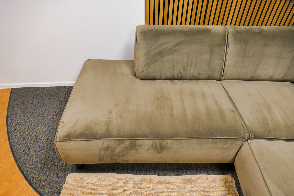 Refurbished Hoekbank Bruingroen