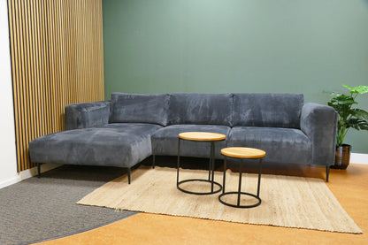 Refurbished Chaise Longue Trendhopper Ribstof Blauw