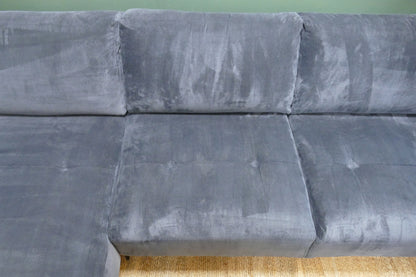 Refurbished Chaise Longue Trendhopper Ribstof Blauw