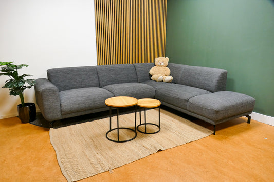 Refurbished DFS Hoekbank Antraciet Gemeleerd