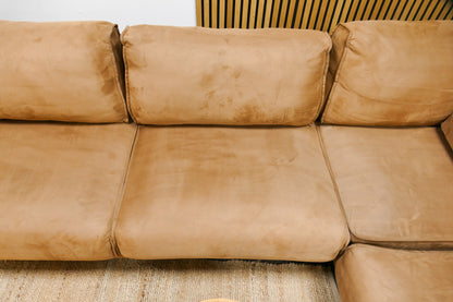 Refurbished Moderne Hoekbank De Bommel Microvezel Cognac