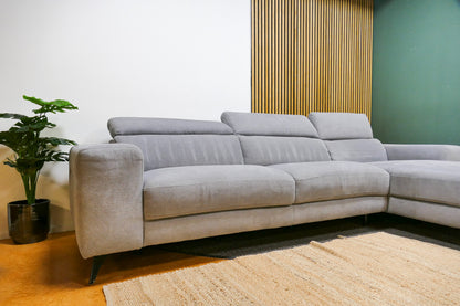 Refurbished Brede Bank met Chaise Longue Grijs