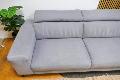 Refurbished Brede Bank met Chaise Longue Grijs