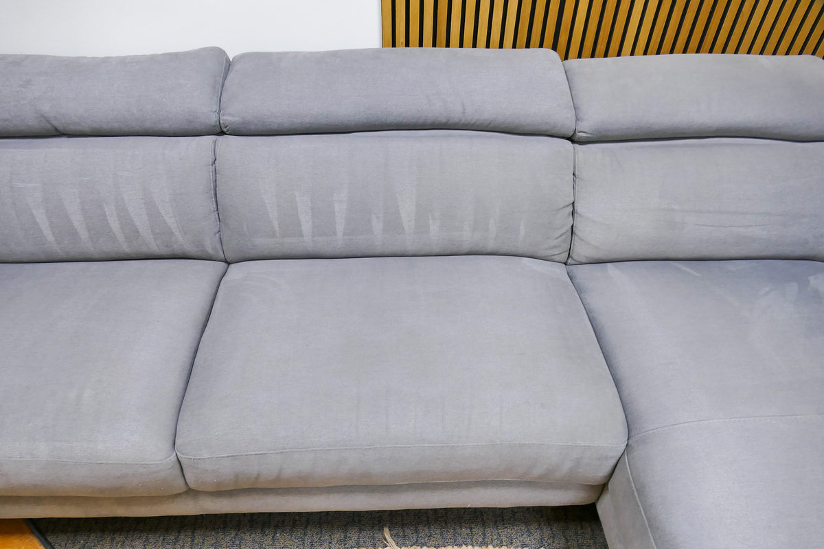Refurbished Brede Bank met Chaise Longue Grijs