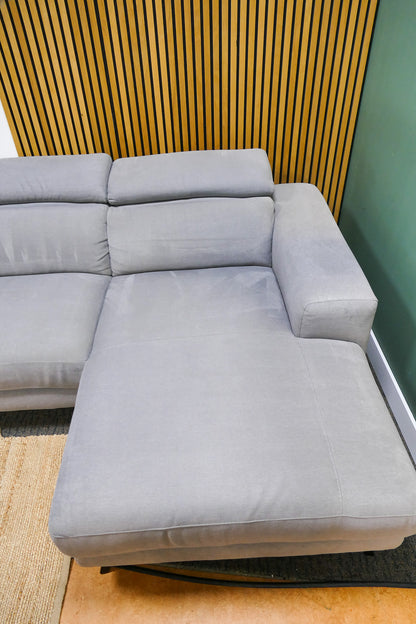 Refurbished Brede Bank met Chaise Longue Grijs