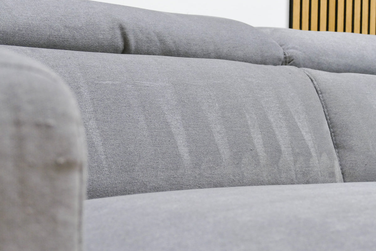 Refurbished Brede Bank met Chaise Longue Grijs