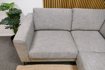 Refurbished Hoekbank + Hocker Grijs Beige
