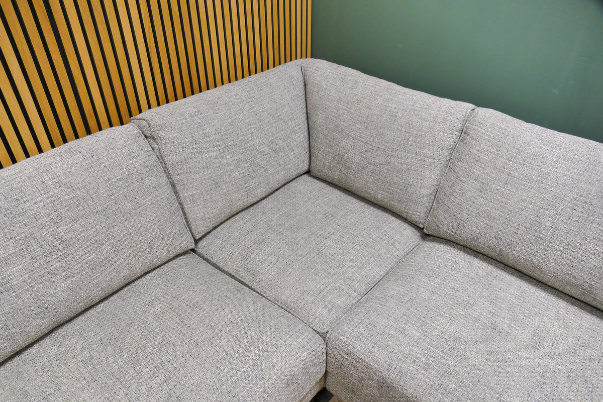 Refurbished Hoekbank + Hocker Grijs Beige