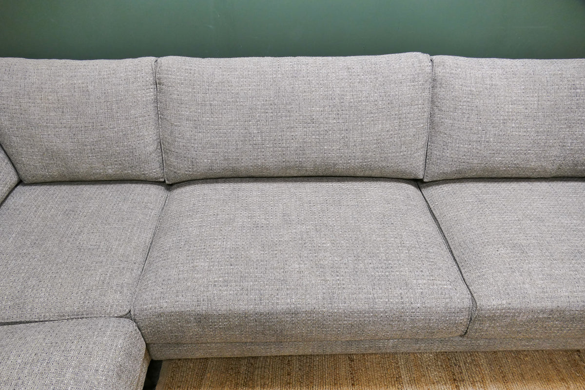 Refurbished Hoekbank + Hocker Grijs Beige