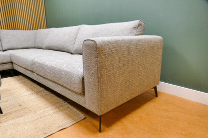Refurbished Hoekbank + Hocker Grijs Beige
