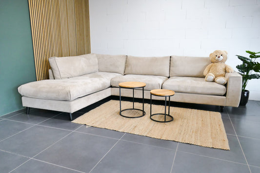 Refurbished Goossens Hoekbank Beige Jonas