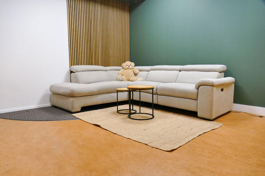 Refurbished Hoekbank Beige Elektrisch Carvan