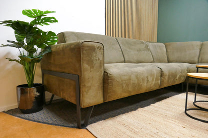 Refurbished Moderne Hoekbank Olijfgroen Microvezel