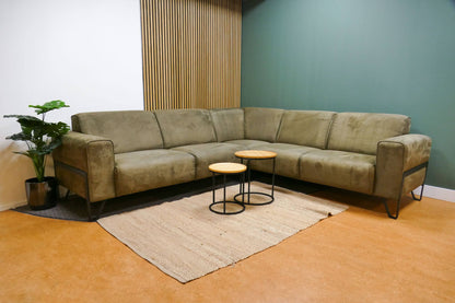 Refurbished Moderne Hoekbank Olijfgroen Microvezel