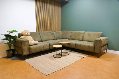 Refurbished Moderne Hoekbank Olijfgroen Microvezel