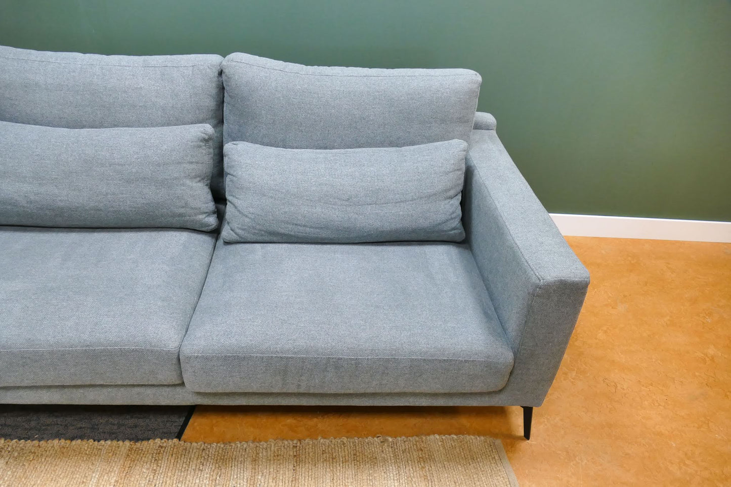 Refurbished 3 Zits Lounge Bank Zitmaxx Blauw Grijs