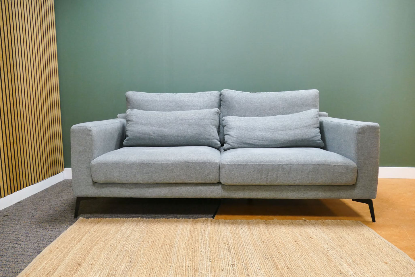 Refurbished 3 Zits Lounge Bank Zitmaxx Blauw Grijs