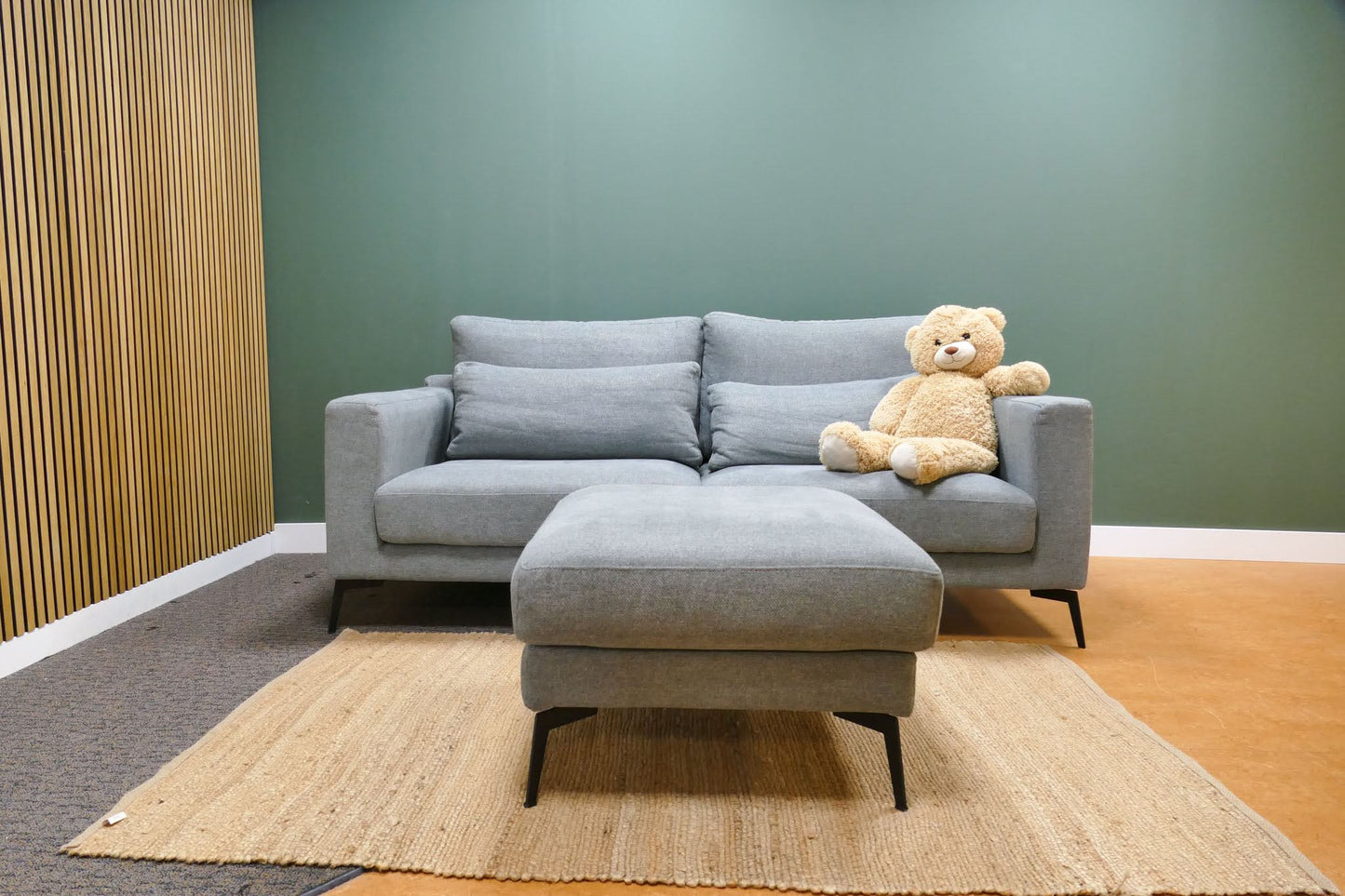 Refurbished 3 Zits Lounge Bank Zitmaxx Blauw Grijs