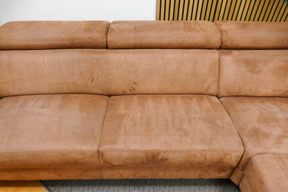 Refurbished Inhouse Hoekbank Cognac Microvezel