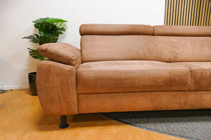 Refurbished Inhouse Hoekbank Cognac Microvezel