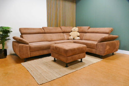 Refurbished Inhouse Hoekbank Cognac Microvezel