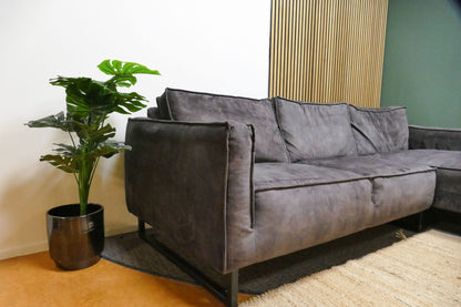 Refurbished Chaise Longue Velvet Antraciet