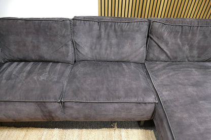 Refurbished Chaise Longue Velvet Antraciet