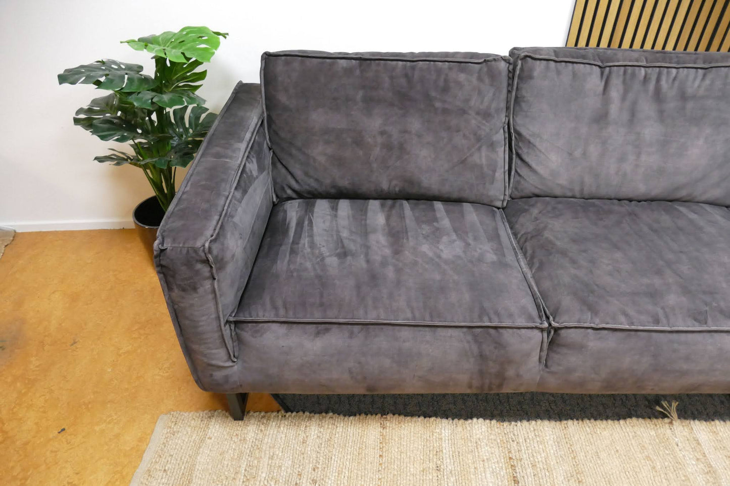 Refurbished Chaise Longue Velvet Antraciet