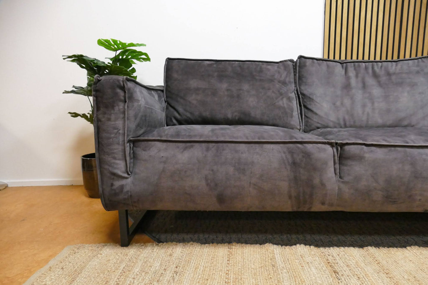 Refurbished Chaise Longue Velvet Antraciet